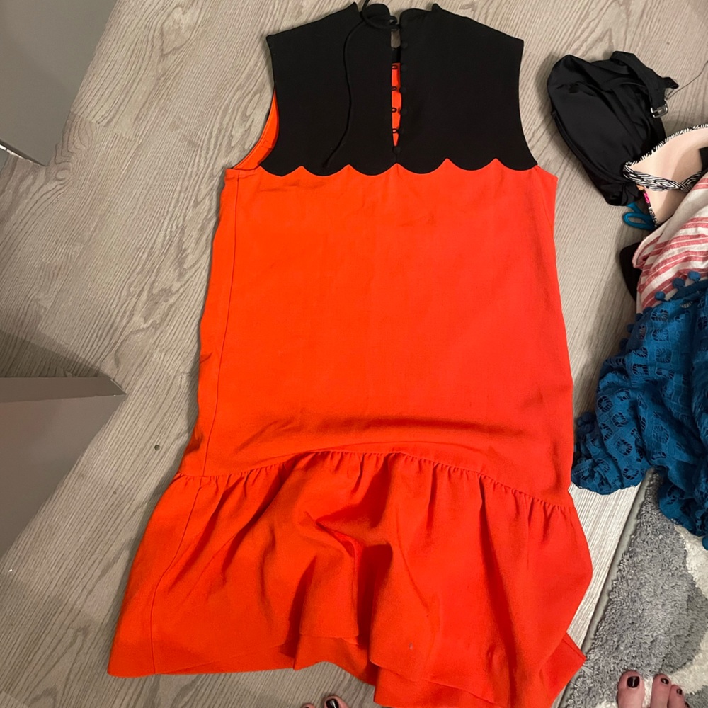 Victoria Beckham for Target Orange and Black Sleeveless Mini Dress